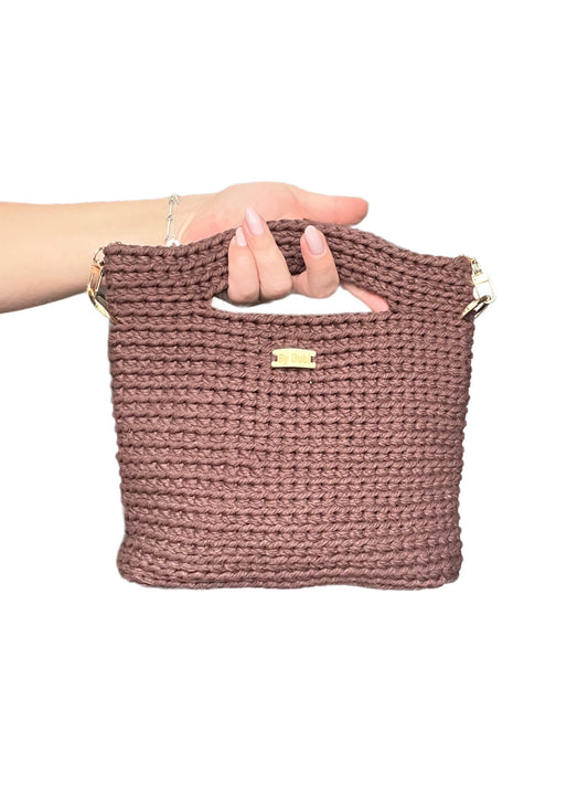 Crochet tote bag, brown cotton